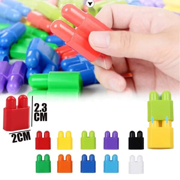 Building Blocks Toys for Kids Education 200 Bullet Blocks Learning Puzzle Toys for Kids,Block Game for 3-8 Years Old Kids Boys & Girls - Multi Color - Image 5