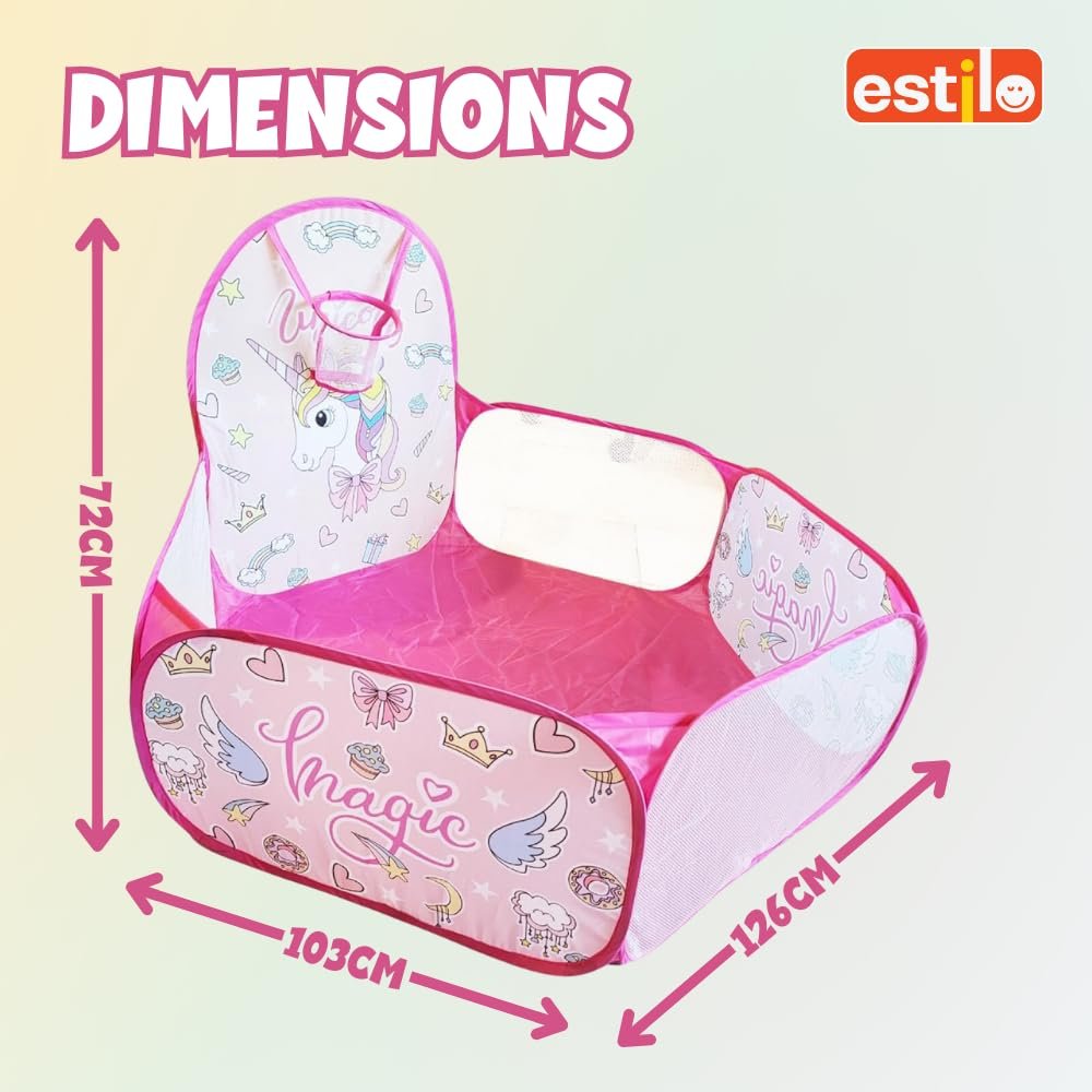 Estilo Large Ball Pit Play Tent with Basketball for Toddlers 30 Balls Pits Tent for Toddlers Playhouse Baby Crawl |Ball Pool for 1-5 Years Kids - Image 2