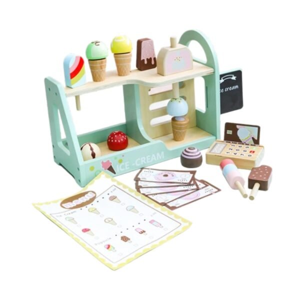 Lr Decor Bazaar Wood Ice Cream Playset Wooden Popsicle Set for Boys Girls 3-8 Year Old Gifts - Image 5