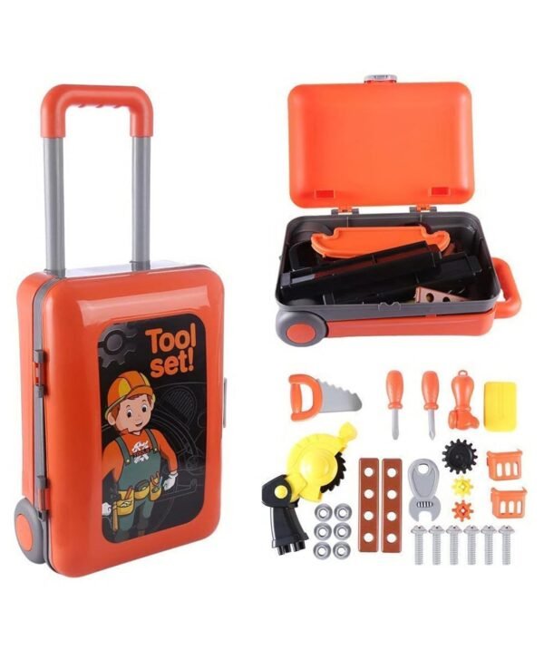 VT Toys Kids Tool Set with Rolling Trolley Case, 46 Pieces Construction Play Tools, Educational Building Toy Gift for Girl Boys Age 3 4 5 6 Years Old