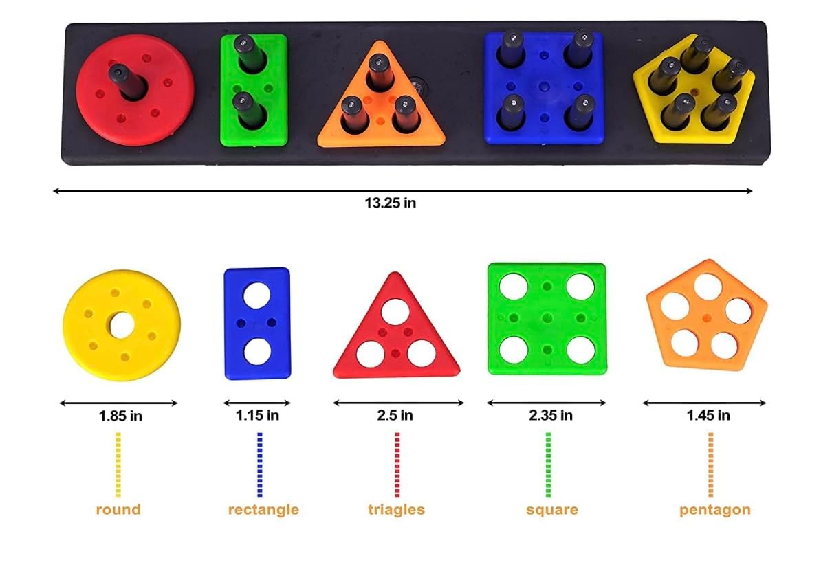 Promo Angle Geometric Plastic Blocks, Sorting & Stacking Toys for Toddlers and Kids, Color Stacker Shape Sorter Educational Learning Toy for 1-3 Years Old Boys and Girls,Multicolor - Image 2