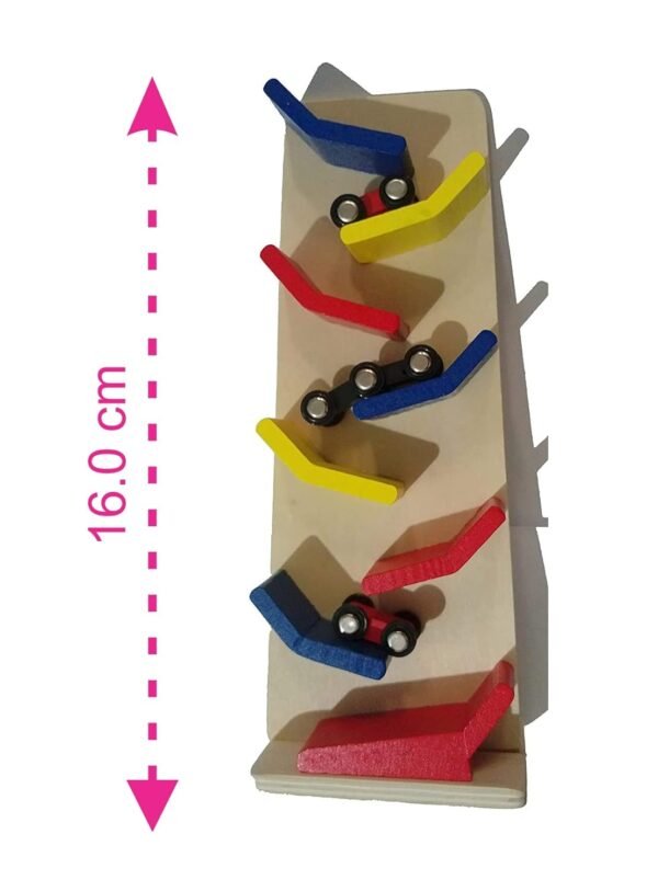 Wooden Slippery Cars Gravity Track Set Cars Race Track Playset 31 x 9 x 12 CM Pack of 1 | Wooden Race Track Car Ramp Toys for 1 to 2 Years Old Baby Motor Skills Race Tracks Car Ramp Vehicle - Image 3