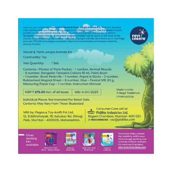 Fevicreate DIY Mould and Paint Jungle Animals Craft kit | Kids DIY Craft 5 Years | DIY Craft and Paint kit - Image 2