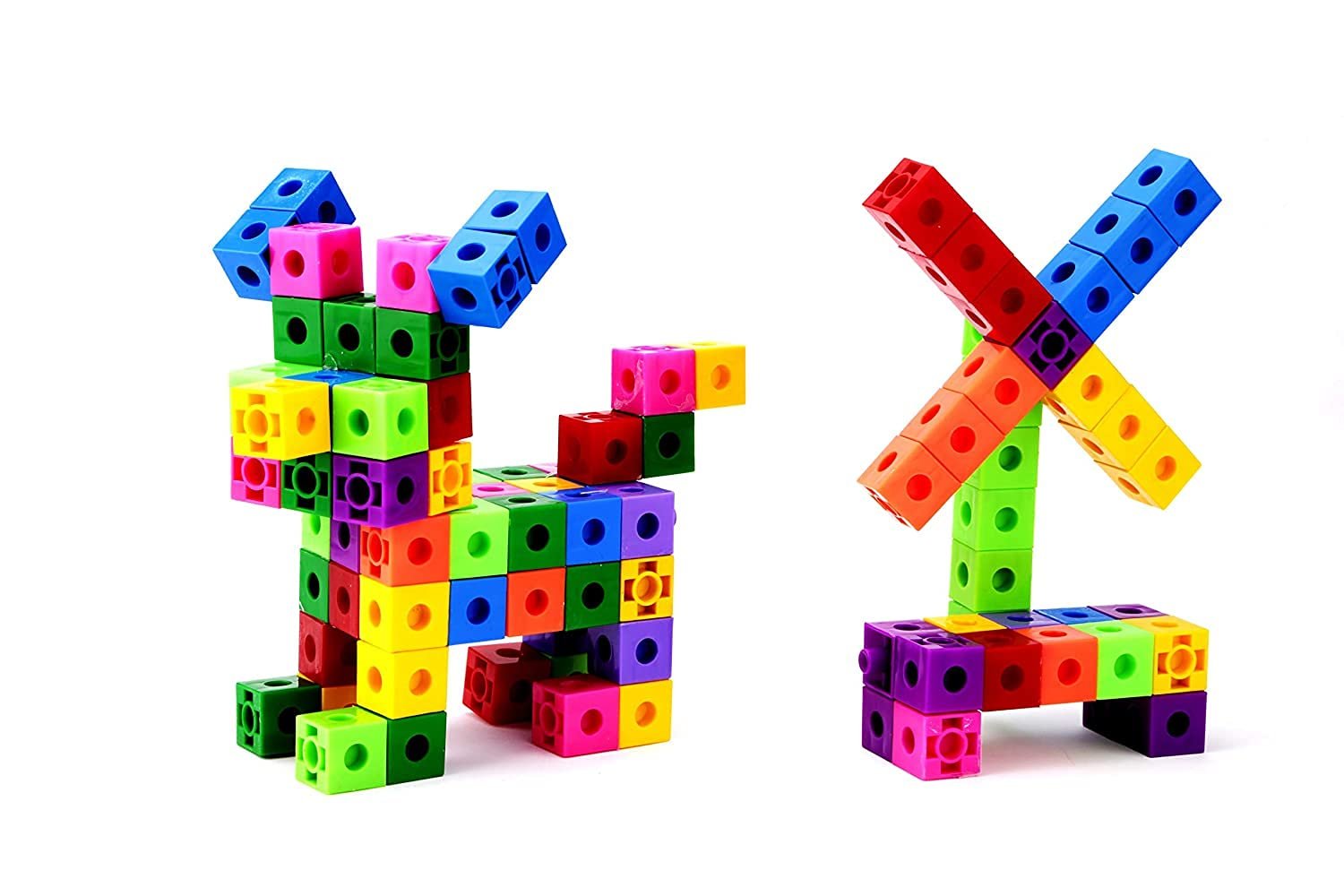 Cubic Blocks, Interlocking, Creative and Learning Educational Toy Set for Kids,Block Game for 3-8 Years Old Kids Boys & Girls,Multi Color,Random Color