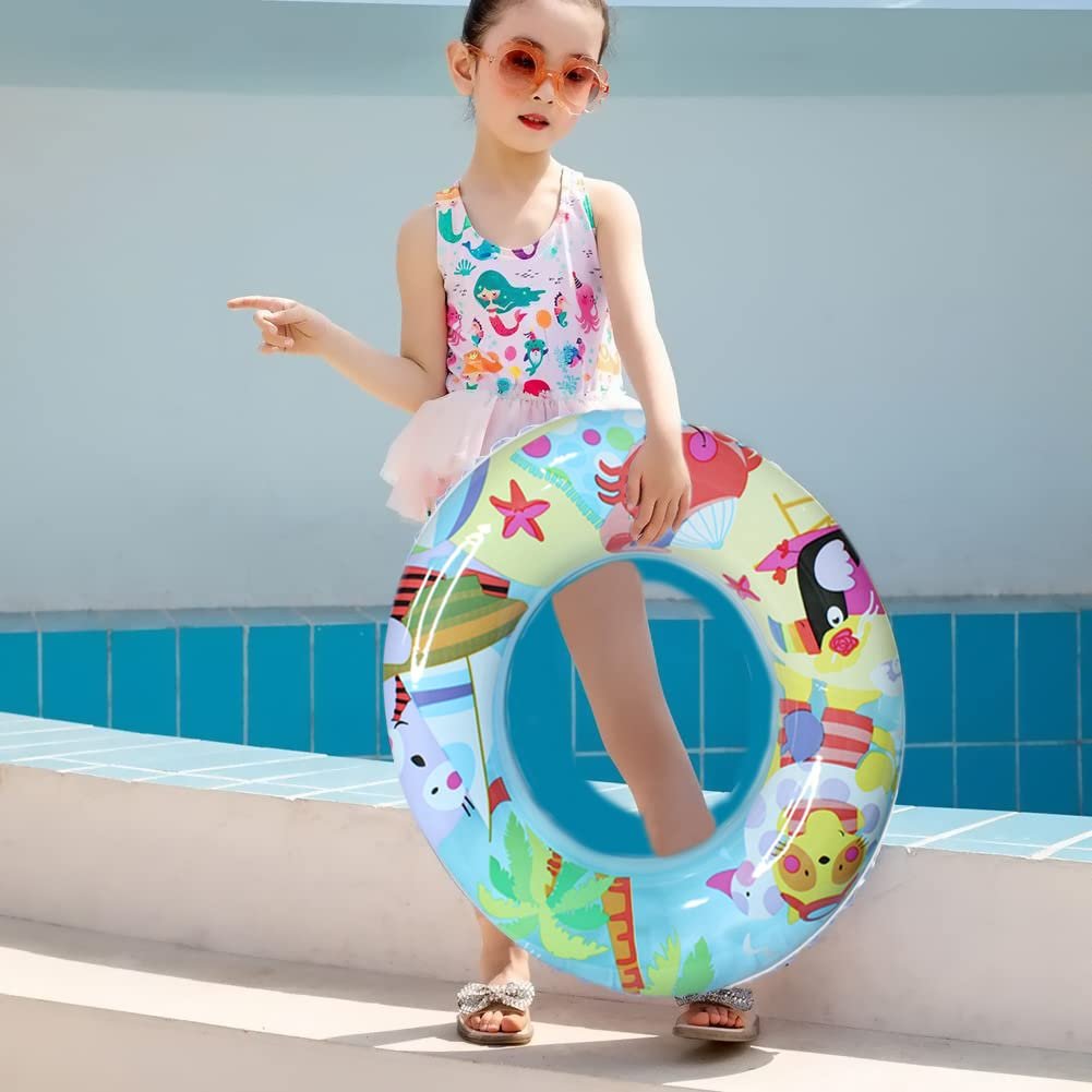 Prime Cartoon Print Inflatable Swim Ring Blow Up Floating Tube Cartoon Design Raft Tube for Swimming Pool/Beach for Kids 3-8 Years Pack of 1 ((M1 Random Color & Design)) - Image 6