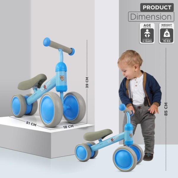 NHR Baby Balance Bike Mini Ride On, Manual Push Bike for 12-36 Months, Sturdy Balance Bike for 1 Year Old, Perfect as First Bike or Birthday Gift (Blue) - Image 2