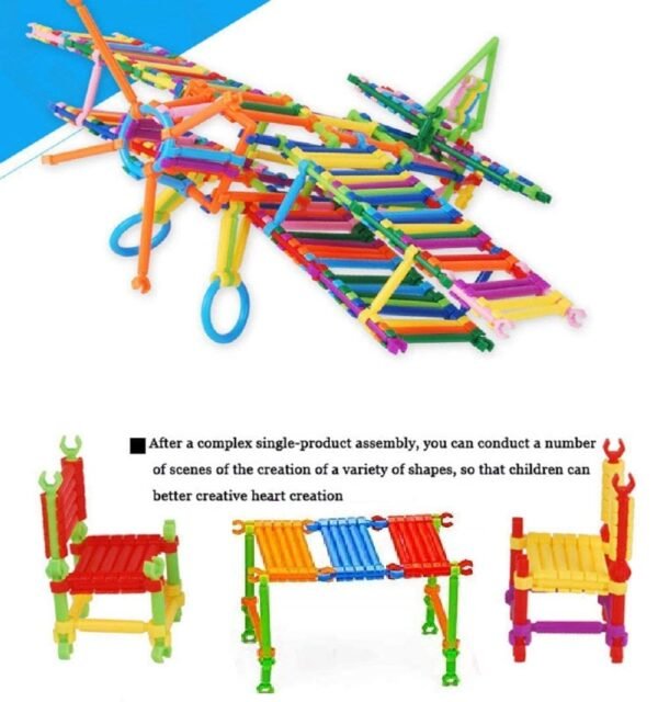 200 Piece Stick Building Blocks Toy for Kids,Block Game for 3-8 Years Old Kids Boys & Girls,Random Color (Block Toys for Kids) (Multicolor06) - Image 3