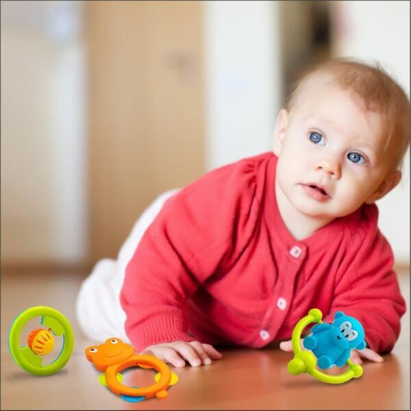 Storio ABS Baby Toys Rattles and Teethers Set for New Born Babies Toddler Infants & Children 5 Pcs-Non Toxic,Multicolor - Image 2