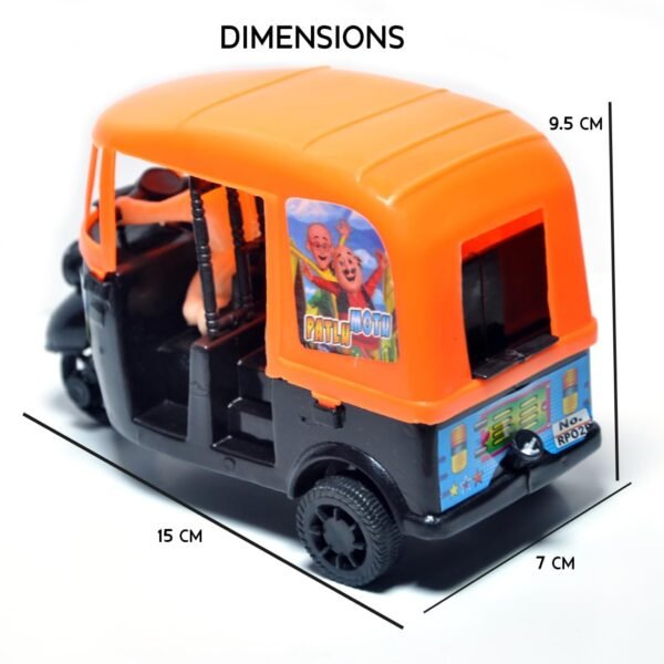 Arb Toys Pull Back Plastic Auto Rickshaw Model Toy - Perfect For Playtime Adventures, Ideal Toy For Boys & Girls 2 Years Above (Pack Of 1) Color May Vary (Black) - Kids - Image 3