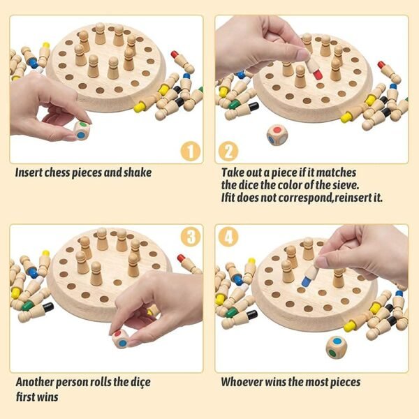 Wooden Memory Match Stick Chess Game, BLOWEST Colorful Memory Chess, Funny Block Board Game, Early Educational Toy, Brain Training Games for Kids - Image 3