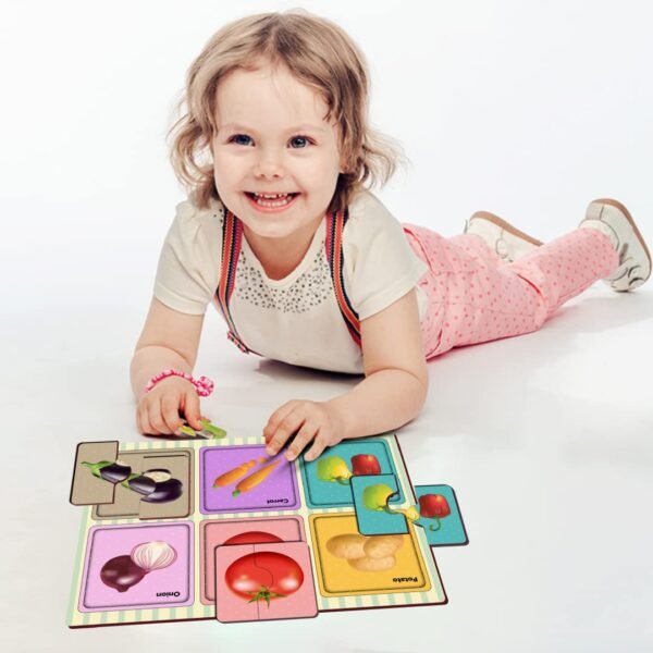 Vegetables 2 Pieces Wooden Puzzle Set, Kids Toys for 2-5 Years Boy, Educational Jigsaw, Zero Plastic, My First Learning Puzzle for Picture Matching, Toys for 2+ Year Old Boy - Image 5