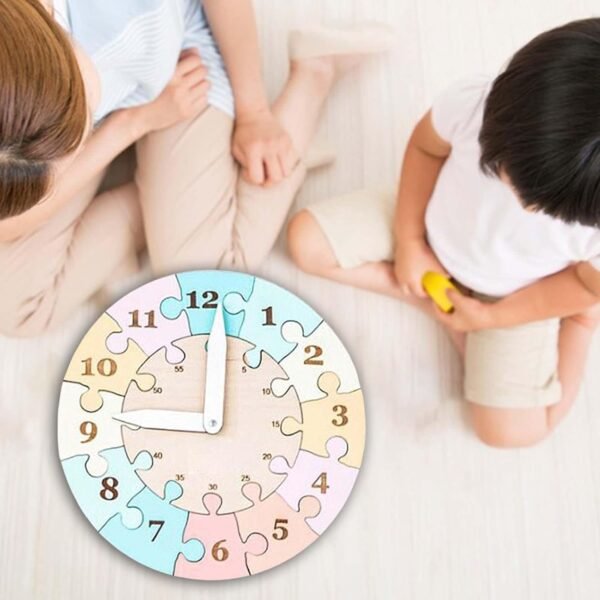 bnf® Wooden Clock Learning Puzzle with Numbers for Girls Boys Baby Children Pink Baby | Toys for Baby | Developmental Baby Toys - Image 2
