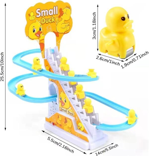 Interactive Baby and Kids Toy Automatic Climbing Duck Slide Animal Figure Set with Flashing LED Lights, Cheerful Music and Smooth Tracks for Toddlers and Children Aged 1+ ( 3 Duck Included )