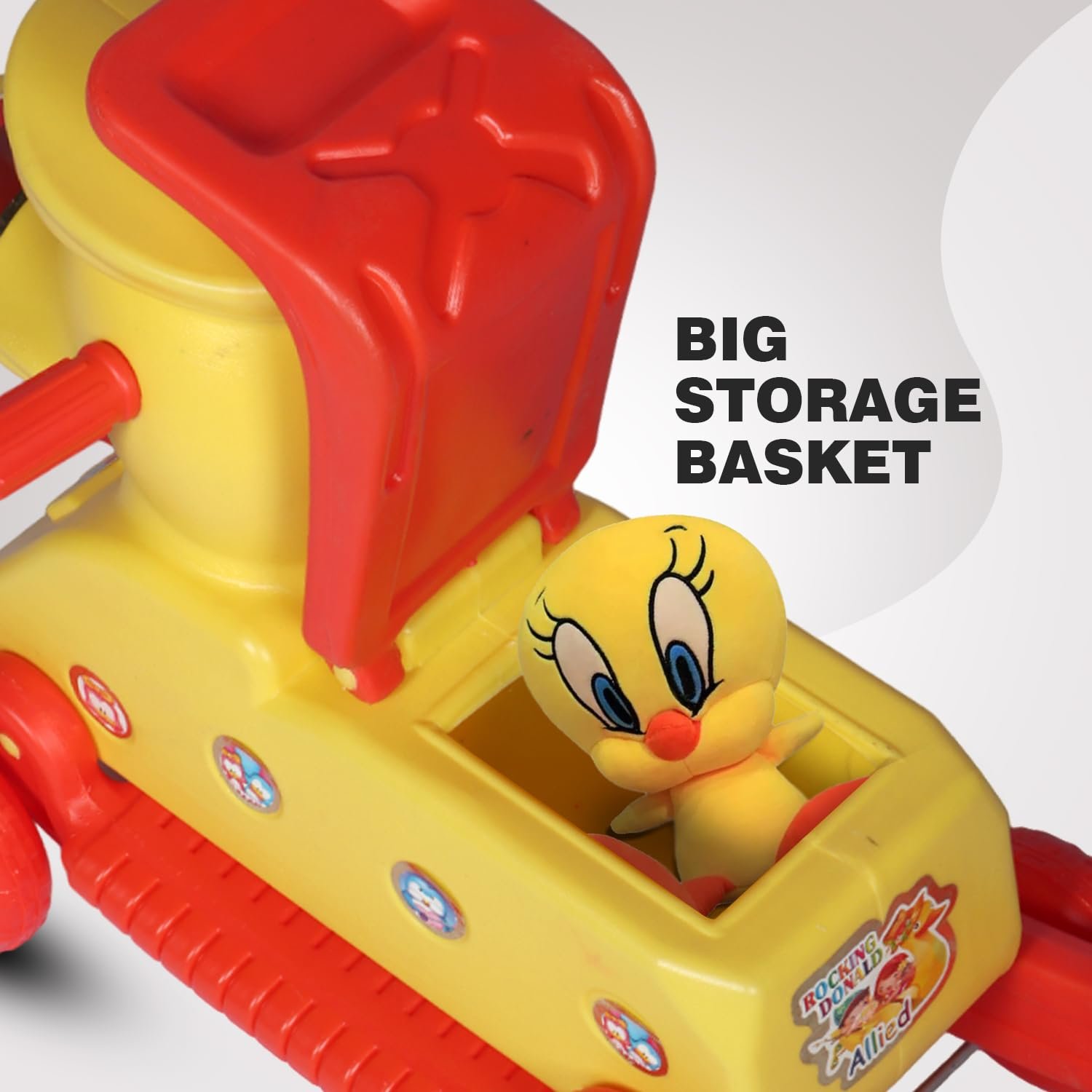 Donald Duck Rider for Kids 1-3 Years Old 2-in-1 Rocker/Ride-Ons & Wagons Non Battery Operated Rideon (Red & Yellow) - Image 5