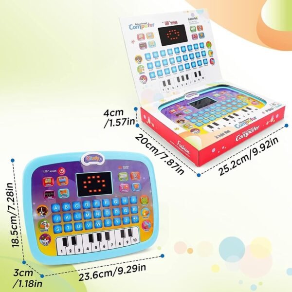 VikriDA Educational Learning Kids Laptop Tablet Computer Plus Piano with led Screen Music Fun Toy Activities for Kids Toddlers to Learn Alphabet ABC/Numbers/Words (Age 1-6 Year Old) - Image 2