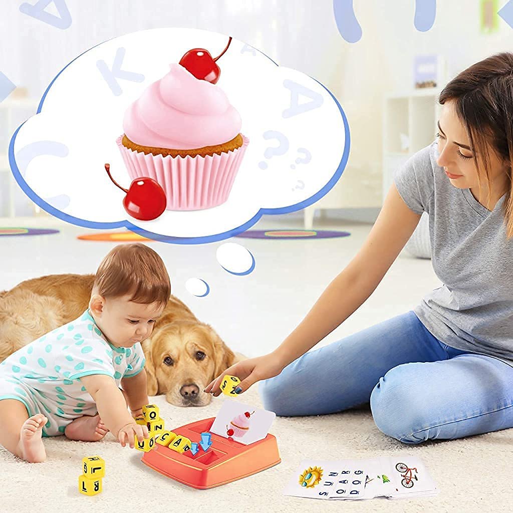 PATPAT® Flash Cards for Kids,Early Learning Toys for Kids Educational Toys Flash Cards Matching Letter Game Kid Games Toys for 3-8 Year Old Birthday Gift for Girls Boys - Orange - Image 2