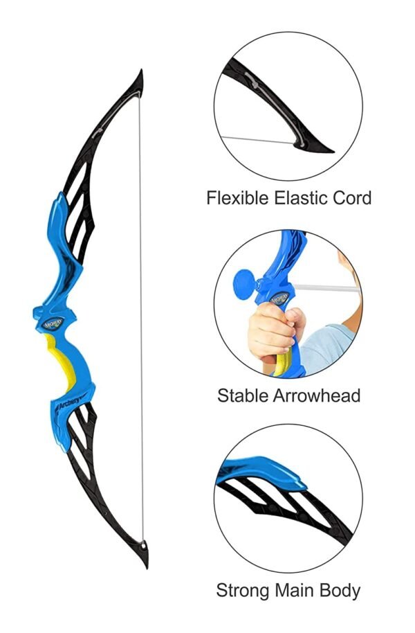 Storio Kids Bow & Arrow Toy | Archery Set for Boys and Girls, Outdoor Hunting Game with 3 Suction Cup Arrows, Target & Quiver | Target Game Perfect for Kids - Blue - Image 4