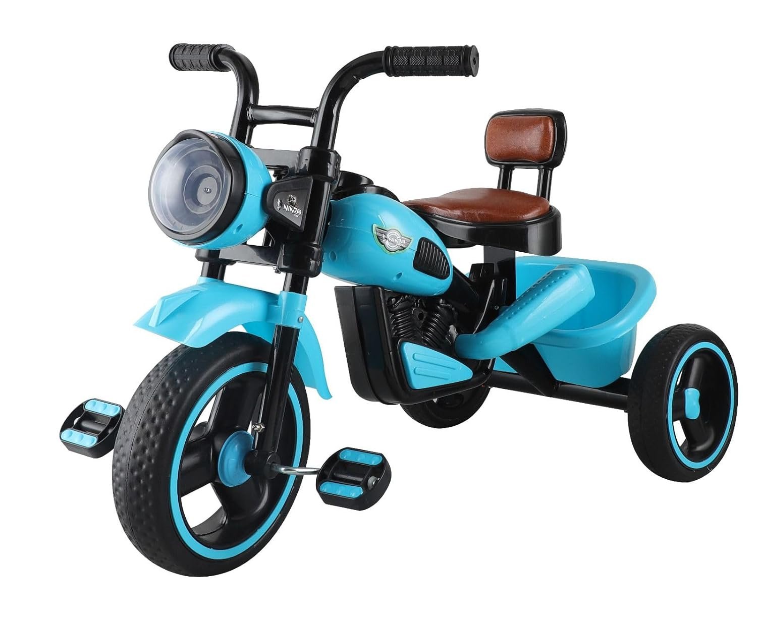 Kids Tricycle with Front Light and Musical Features, Trike for Indoor and Outdoor Use, Sturdy and Safe Design with Big EVA Wheels, for Kids Ages 1 to 5 Years, Up to 30 kg Capacit (Blue)