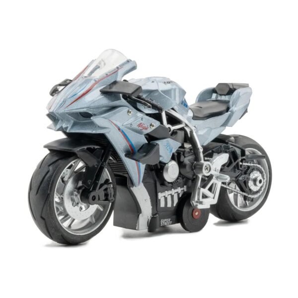 Police Motorcycle Toy - Pull Back Motorcycle Toys, Tiny Gift with Music Lighting, Latte Motorcycles Toy for Kids Boys Age 3-8 Year Old [Multicolor] (Ninja Bike-Silver) - Image 4