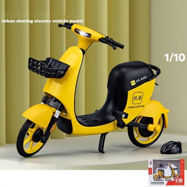 Police Motorcycle Toy - Pull Back Motorcycle Toys, Tiny Gift with Music Lighting, Latte Motorcycles Toy for Kids Boys Age 3-8 Year Old [New] (1/10 Urban Sharing Electric Bicycle-Yellow) - Image 2