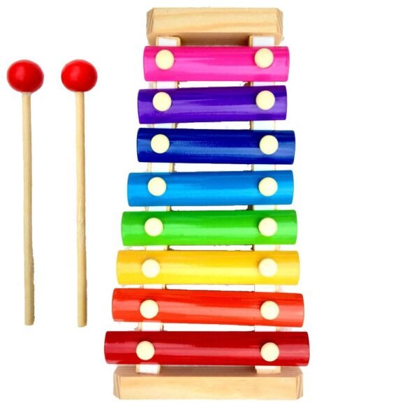 Webby Colorful 8 Different Tones Hand Knock Xylophone with 2 Wooden Mallets, Wooden Xylophone for Kids 1, 2+ Year Old Kids
