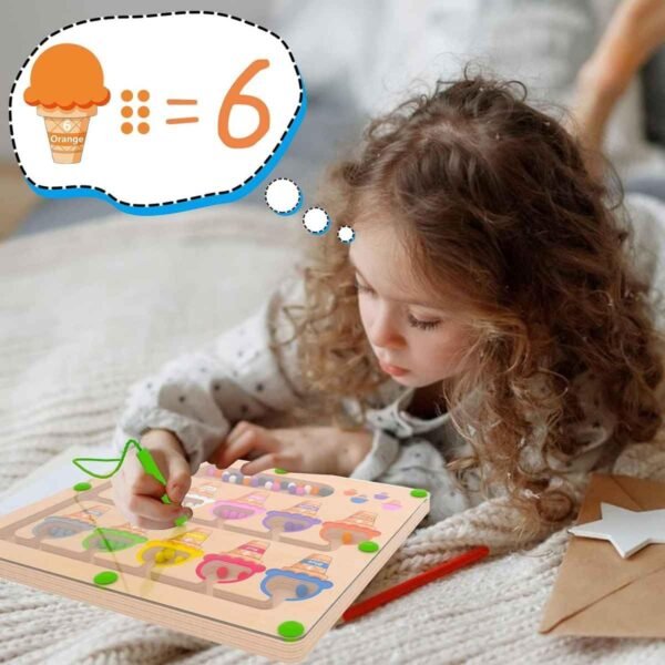 Fun4you Magnetic Color & Number Maze Montessori Wooden Board Game – Learning & Counting Toy, Fine Motor Skills Puzzle, Color Matching Educational Toy for Toddlers, Boys & Girls (Ages 3-5 Years) - Image 4