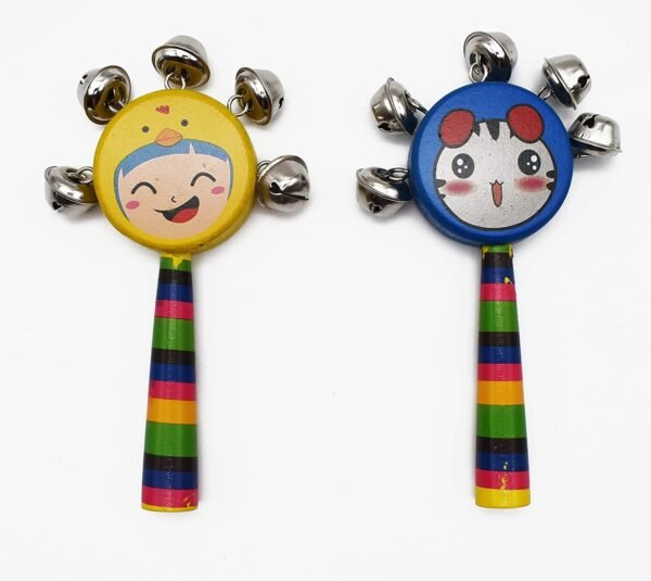 Wooden Baby Rattle Toys for Infants/New Born Babies (0+ Years) - Face Rattle Set of 2 pcs - Discover Sounds, Develops Sensory Skills