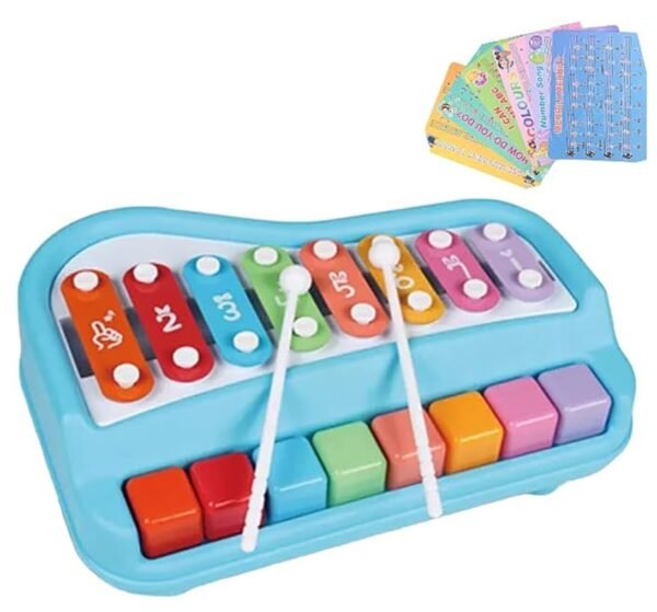 Webby 2 in 1 Baby Piano Xylophone Toy | 8 Multicolored Key | Preschool Montessori Educational Musical Learning Piano Cum Xylophone Toy for 1-3 Years Old Baby, Toddlers, Kids, Girls & Boys (Large) - Image 4
