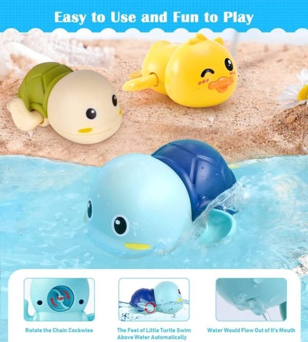 Famous Quality Swimming Turtle Bath Toy for Babies, Floating Toys for Kids Tub, Cute Bathing Toys for Toddlers, Bathtub Toys for Baby Boys & Girls, 0-3 Years (Pack of 1, Multicolor) - Image 4