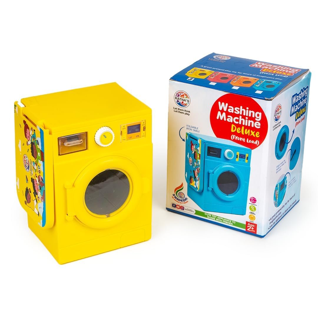 Lovely Washing Machine Front Load with Openable Door & Attached Foldable Ironing Table Household Pretend Play Role Play Toy for Kids.- Baby Toy