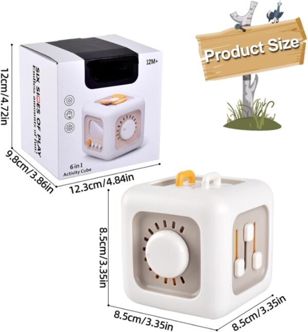 Montessori Toys 6 in 1 Preschool Board Sensory Busy Activity Cube Toys for Toddlers, Early Learning Fine Motor Skills Development Educational Travel Birthday Gifts Toy (Fan) (1pcs/Multicolour) - Image 3