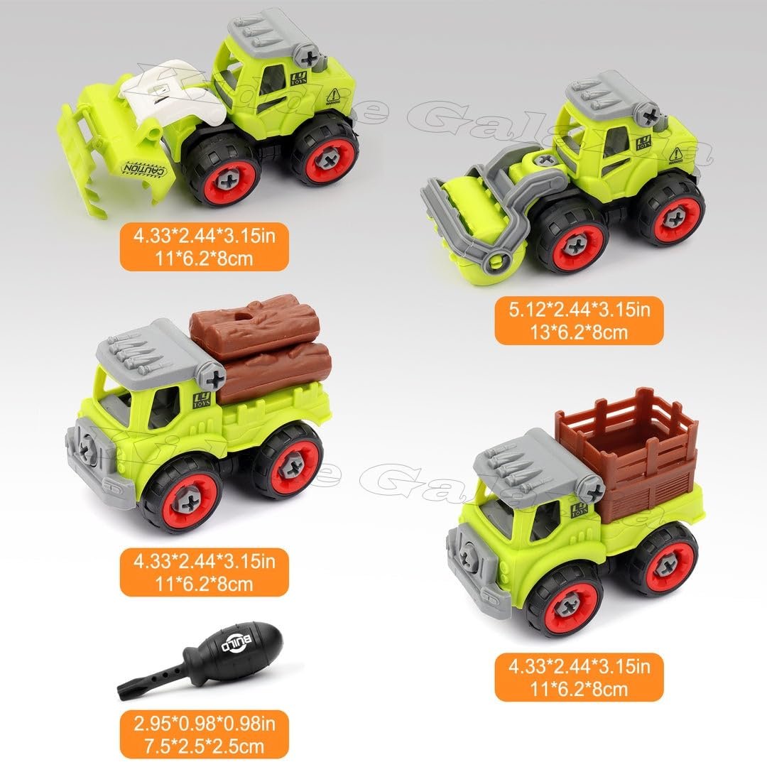 Food Transport Foldable Vehicles Car Toy Pack Of 4 With 1 Screwdriver Tools,Kids Stem Toys Including 1 Scooter,1 Truck,1 Rickshaw,And 1 Van For Toddlers Boys 2-6 Year Old,Multicolor - Image 3