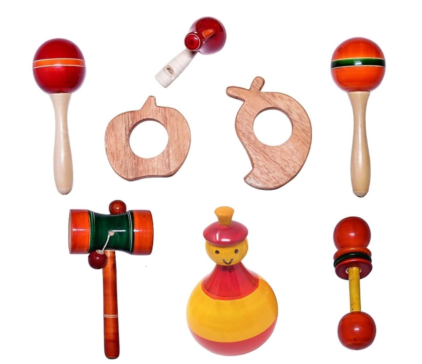 Channapatna Wooden Toys for Kids for 0-1 Year | New Born Baby Gifts | Open Ended Toys | Toys Gifts for 1 Year Old | Baby Shower Gifts | Newborn Baby Essentials | Premium Baby Products | Pack of 8 - Image 4