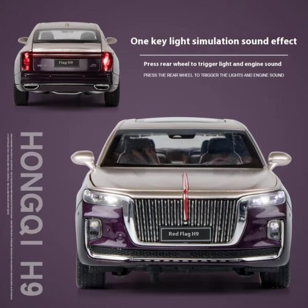 Compatible for 1:24 HONGQI Red Flag H9 Toy Car Model, Diecast Collectible Pull Back Model Car with Sound and Light, Toy Gift Vehicles for Adults Kids Boys Girls?Color As Per Stock? - Image 3