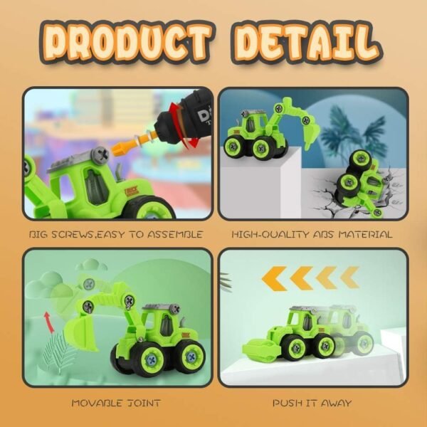DIY Take Apart Toy Cars – Construction Digger Sand Toys for Kids | Gifts for 3-8 Year Old Boys & Girls (Yellow) - Image 6