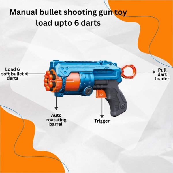 Soft Bullet Gun Toy with 12 Safe Soft Foam Bullets, Fun Target Shooting Battle Fight Game for Kids Boys Automatic Chamber Revolution,Multicolor - Image 2