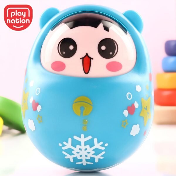 Play Nation Premium Head Nodding Roly Poly Toy for Babies, Push & Shake Wobbling Soft Bell Sound Tumbler Doll for Infants and Baby, BIS Certified, Birthday Gift for Kids, 0-2 Years (Blue) - Image 4