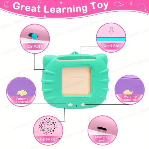 FunBlast Talking Flash Cards for Kids, Learning Toys for Kids, English Flash Cards, Montessori Educational Toys for 2-4 Year Old Kids, Boys, Girls -112 Double Sided Card (Green) - Image 4