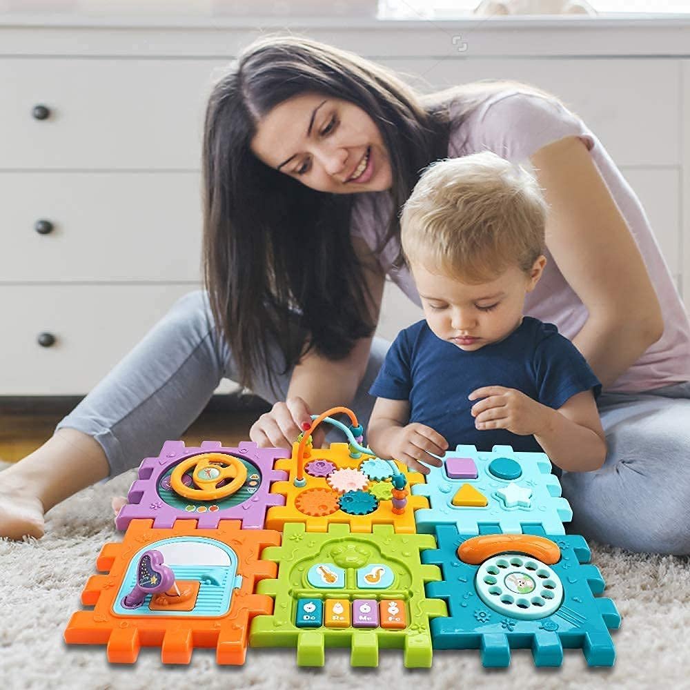 Roscoe Activity Cube Baby Toys 6 in 1 Multi-Purpose Educational Learning Cube with Music Activity Center Play Square with Musical Toys Shape Sorter Toy Gift for 18M+ Year Old Boy Girl Toddlers Kids - Image 3