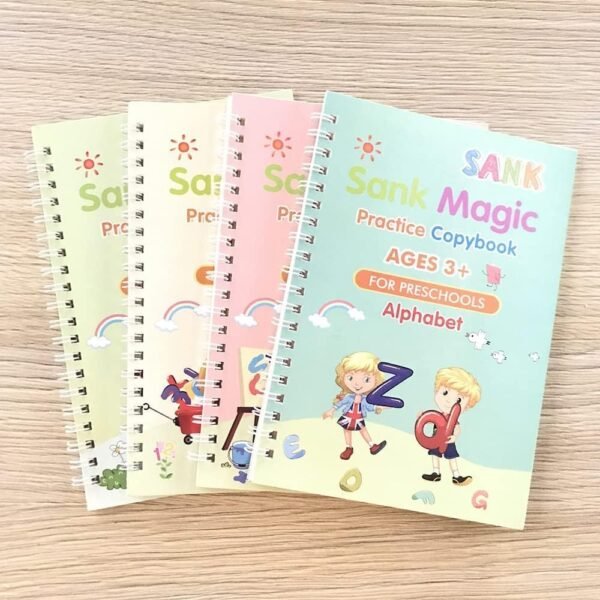 Besite Toys Magic Book for Kids, Age 2-6 Year Old Girls Boys Sank Magic Practice Copybook, (4 Book+10 Refill+1 Pen+1 Grip) Magic Calligraphy Copybook Set Writing Tool for Kids