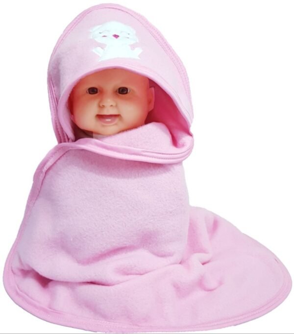 First Kick Baby Cotton Bath Towels New Born Combo Pack Of Hooded Soft Wrapping Towel Pack Of 2(70 Cm X 66 Cm) Set Of 2, Pink - Image 4