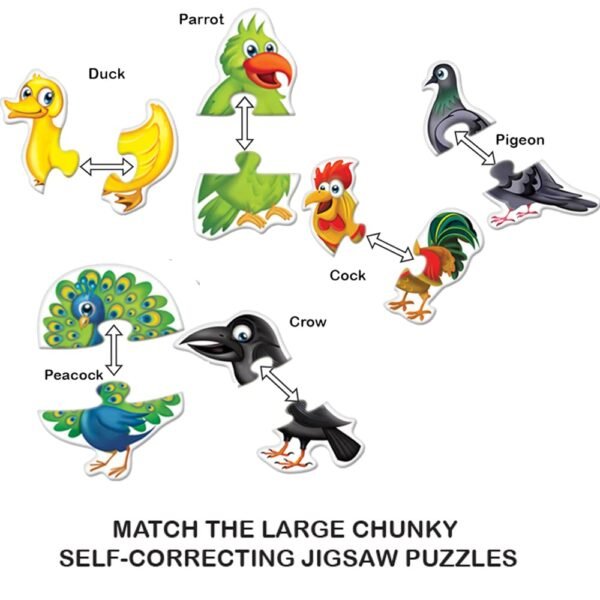 TOYKRAFTT Chunky Infant Floor Puzzle Toy, 2 Piece Puzzles for Kids Age of 2-3 Years, Animal Puzzles for Boys Girls, Educational Toys My First Birds Puzzle - Image 4