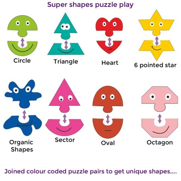 Shapes Puzzles for Kids 3-5 Year Olds, Montessori Toys for 3+ Years, Learning Educational Toys Games for 3-5 Year Kids - Super Shapes - Image 4