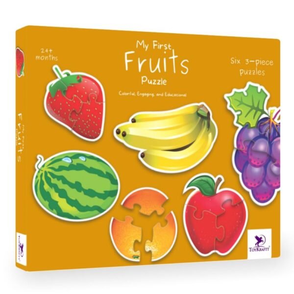 TOYKRAFTT Chunky Infant Floor Puzzle Toy, 3 Piece Puzzles for Kids Age of 2-3 Years, Fruit Puzzles for Toddlers Boys Girls, Educational Toys My First Fruits Jigsaw Puzzle