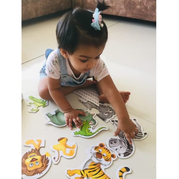 TOYKRAFTT Chunky Infant Floor Puzzle Toy, 2 Piece Puzzles for Kids Age of 2-3 Years, Educational Toys My First Jungle Animal Puzzles - Image 2