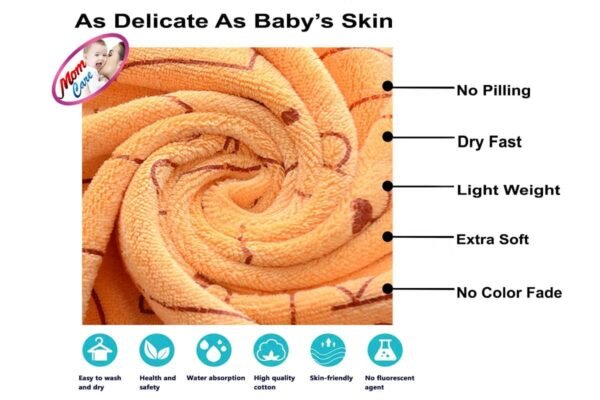 MOM CARE Microfibre Bath Towels For Kids Extra Soft/Quick Dry/Strong Water Absorbent/Bathing Towel,Boys And Girls (Pack Of 1, Multi Color L-70Cm X B-140Cm | Microfiber;Cotton, 350 Tc - Image 4