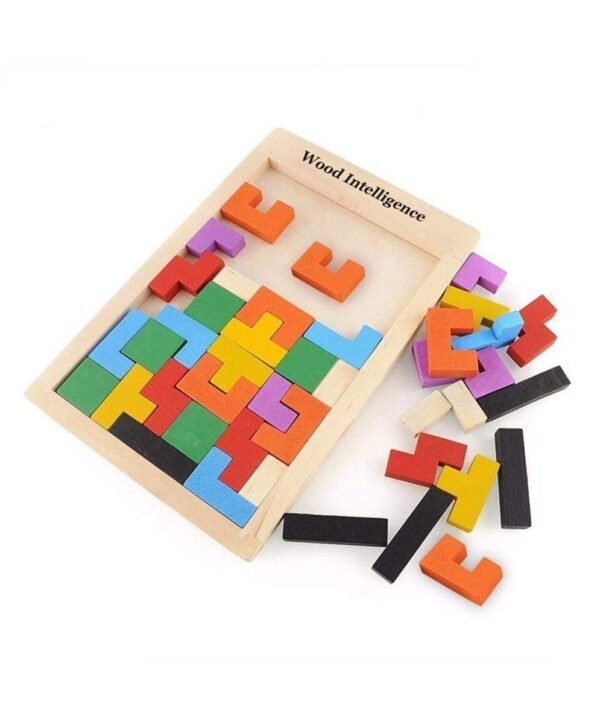 JABA\'S Wooden Tetris Puzzle Brain Teaser Toy Colorful Jigsaw Game Montessori Intelligence Educational Gift for Baby- Toddlers, Kids 2-6 Years Old Boys Girls - 40 Pcs, Multi Color - Image 4