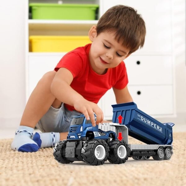 1:43 Set of 2 Dumper Toy Construction Truck Toys Diecast Alloy Truck Toys with Friction Powered Miniature Toy for Kids Boys and Girls Best Gift - Image 2