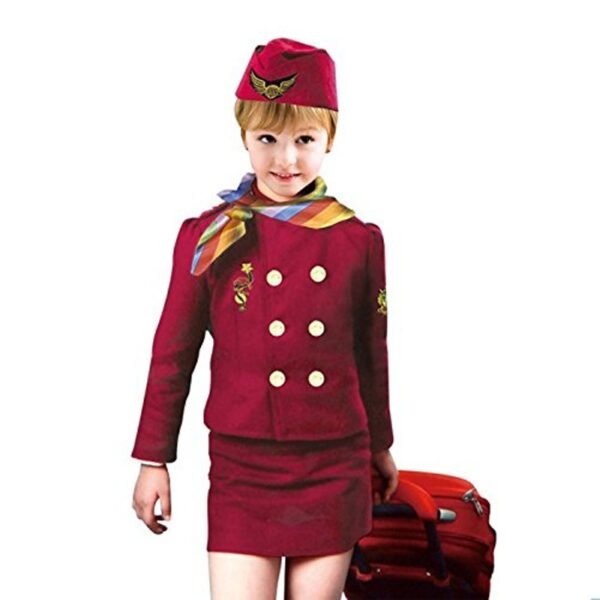 FancyDressWale Premium Community helper theme costume for fancy dress competitions, Role play and school Functions for kids (Air hostess, 3-8 Years)