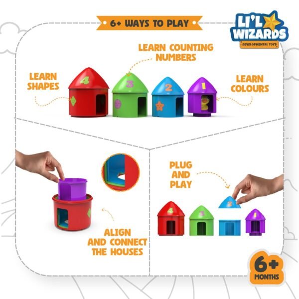 Li\'l Wizards Bird House Nesting Toy with Peek-A-Boo Feature|Learning Toy for Infants & Toddlers Kids|Interactive Baby Toy|Birthday and Return Gift for Kids|Stacking & Sorting Game|Made in India - Image 3